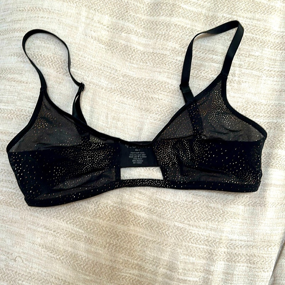 Negative underwear sieve cutout bra in bronze sparkwith Adjustable Straps
